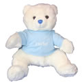 Blue nose bear is white, soft and very cute! Dressed in "its a boy" blue t.shirt - a great new baby boy gift idea. Have it delivered directly to the new arival in one of our New Born Baby presentation balloons.